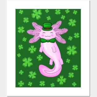 Cute St Patrick's day Axolotl Posters and Art